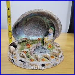 Vintage Art Nouveau Nautilus Sea Shell Figure Desk TV Lamp Abalone Florida Parts