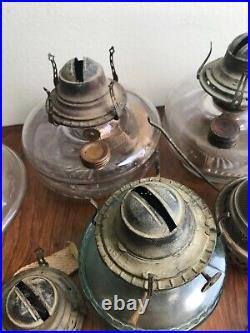 Vintage Assorted Clear Glass oil kerosene lamps parts lot