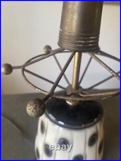 Vintage Atomic Retro Lamp Fiberglass Shade Whipstitch For Parts Repair