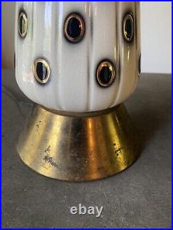 Vintage Atomic Retro Lamp Fiberglass Shade Whipstitch For Parts Repair