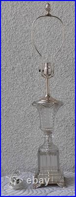 Vintage Baccarat Style Urn Vase Crystal Swirl Glass Lamp Claw Feet Leviton Rare