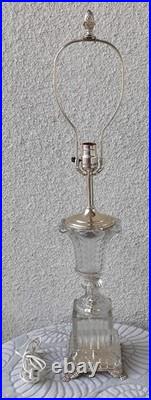 Vintage Baccarat Style Urn Vase Crystal Swirl Glass Lamp Claw Feet Leviton Rare