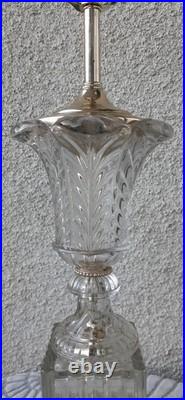 Vintage Baccarat Style Urn Vase Crystal Swirl Glass Lamp Claw Feet Leviton Rare