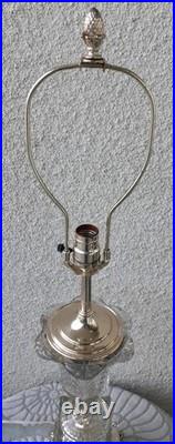 Vintage Baccarat Style Urn Vase Crystal Swirl Glass Lamp Claw Feet Leviton Rare