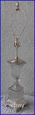 Vintage Baccarat Style Urn Vase Crystal Swirl Glass Lamp Claw Feet Leviton Rare