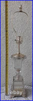 Vintage Baccarat Style Urn Vase Crystal Swirl Glass Lamp Claw Feet Leviton Rare