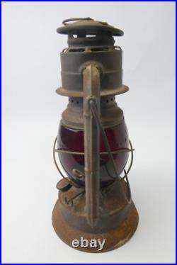 Vintage Barn Find Red Glass Shade Dietz Little Wizard Oil Lamp Decorative Parts