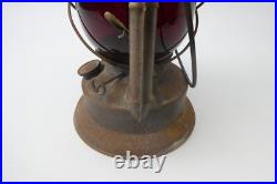 Vintage Barn Find Red Glass Shade Dietz Little Wizard Oil Lamp Decorative Parts