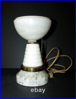 Vintage Beautiful Art Deco Alabaster And Marble Table Lamp Parts 81/2 High