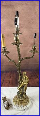 Vintage Boy & tree Italian Design Brass Lamp (can be used for parts or rebuilt)