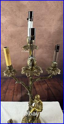 Vintage Boy & tree Italian Design Brass Lamp (can be used for parts or rebuilt)