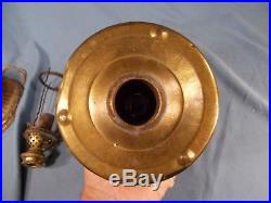 Vintage Bradley & Hubbard Embossed Hi-Rise Brass Oil Lamp Drop In Font Tank 1890