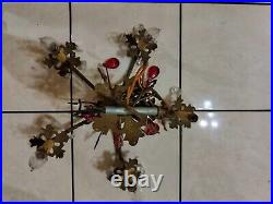 Vintage Brass Arm Chandelier For Repair Or Parts Beautiful Design