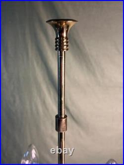 Vintage Brass Bouillotte Lamp Base for a Round Tole Painted Metal Shade Light