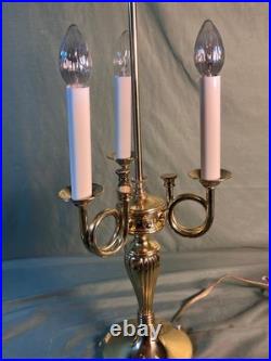 Vintage Brass Bouillotte Lamp Base for a Round Tole Painted Metal Shade Light