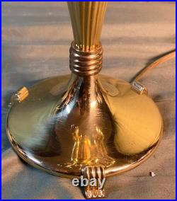 Vintage Brass Bouillotte Lamp Base for a Round Tole Painted Metal Shade Light