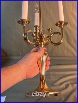 Vintage Brass Bouillotte Lamp Base for a Round Tole Painted Metal Shade Light