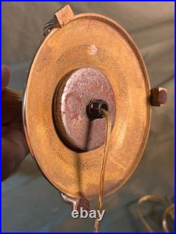 Vintage Brass Bouillotte Lamp Base for a Round Tole Painted Metal Shade Light