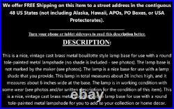 Vintage Brass Bouillotte Lamp Base for a Round Tole Painted Metal Shade Light