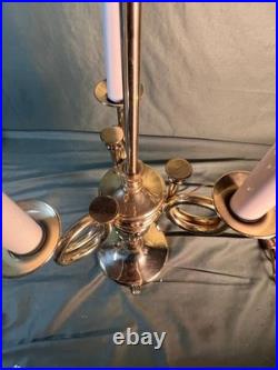 Vintage Brass Bouillotte Lamp Base for a Round Tole Painted Metal Shade Light