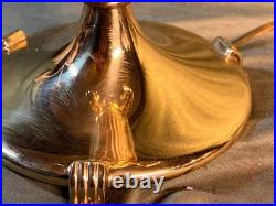 Vintage Brass Bouillotte Lamp Base for a Round Tole Painted Metal Shade Light