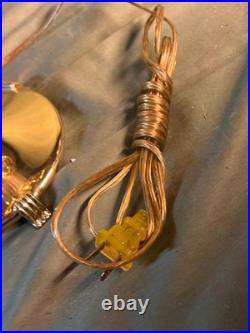 Vintage Brass Bouillotte Lamp Base for a Round Tole Painted Metal Shade Light