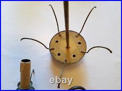 Vintage Brass Chandelier Parts 5 Brass Arms & Hub Disc / lamp parts