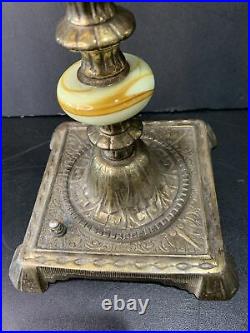 Vintage Brass Desk Lamp Base Only Parts AS IS Double Socket Electric Base