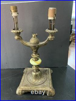 Vintage Brass Desk Lamp Base Only Parts AS IS Double Socket Electric Base