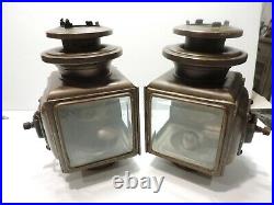Vintage Brass Era Kerosene Driving Lamps for Parts or Restore 1909 1910 1914