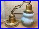 Vintage_Brass_Flush_Mount_Ceiling_Fixture_with_Blue_Glass_Shade_As_Is_Parts_Repair_01_aepn