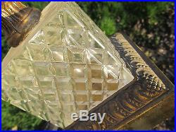 Vintage Brass & Glass very rare Water Fall Table Lamp Light for Parts 32 tall