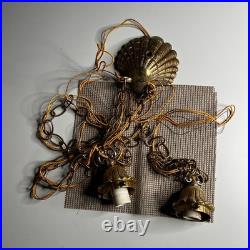 Vintage Brass Shell Canopy and Twin Socket Fixture Parts Restoration Lot Gold