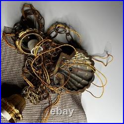 Vintage Brass Shell Canopy and Twin Socket Fixture Parts Restoration Lot Gold Vintage Brass Shell Canopy and Twin Socket Fixture Parts Restoration Lot Gold