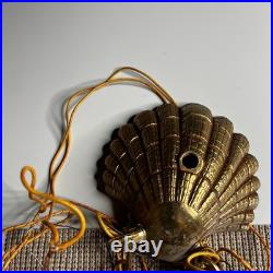 Vintage Brass Shell Canopy and Twin Socket Fixture Parts Restoration Lot Gold