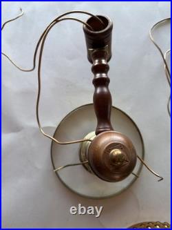 Vintage Brass Wood Hurricane Amber Hobnail Floor Lamp Parts Untested No Rod