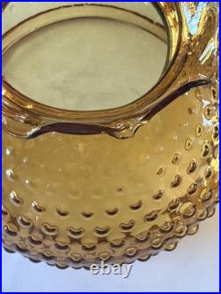 Vintage Brass Wood Hurricane Amber Hobnail Floor Lamp Parts Untested No Rod
