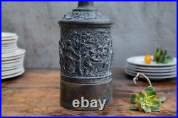 Vintage Cast Bronzed Metal Relief Architectural Salvage Figural Lamp Body 4Parts