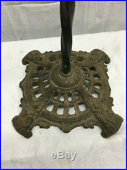 Vintage Cast Iron Floor Lamp Base and 49in Tall Pole, Parts Repair No Arm