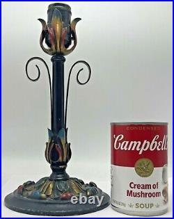 Vintage Cast Iron Table Lamp Painted Base Only For Parts Repair