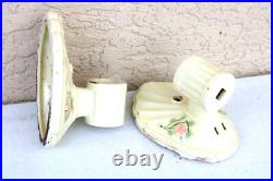 Vintage Ceramic OLD Lamp Light Fixtures Parts Antique Shell Floral Unique YR