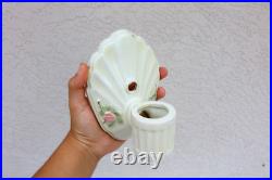 Vintage Ceramic OLD Lamp Light Fixtures Parts Antique Shell Floral Unique YR