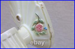 Vintage Ceramic OLD Lamp Light Fixtures Parts Antique Shell Floral Unique YR