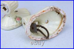 Vintage Ceramic OLD Lamp Light Fixtures Parts Antique Shell Floral Unique YR
