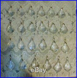 Vintage Chandelier Maple Leaf Crystal Glass Prisms Lot of 24 Lamp Parts