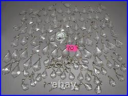 thumbnail image 2 of 30% Lead Crystal Chandelier Prisms – 12 Pieces 2.5-Inch Teardrop Brass Accents 2 of 6
