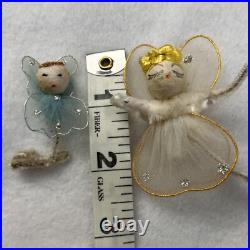 Vintage Christmas Pink Blue White Tulle Cotton Chenille Angel Lights FOR PARTS