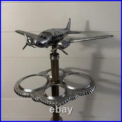 Vintage Chrome Airplane Smoker's Stand Ashtray Lamp Base Parts/Repair