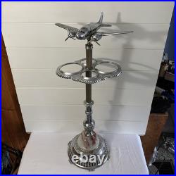 Vintage Chrome Airplane Smoker's Stand Ashtray Lamp Base Parts/Repair
