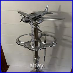 Vintage Chrome Airplane Smoker's Stand Ashtray Lamp Base Parts/Repair